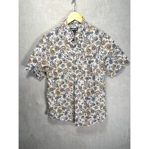 Lands End Paisley Print Short Sleeve‎ Shirt Traditional Fit Mens Medium